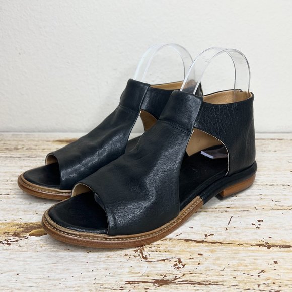 P. Monjo Shoes - P. Monjo Black Leather Sandals Size 37.5